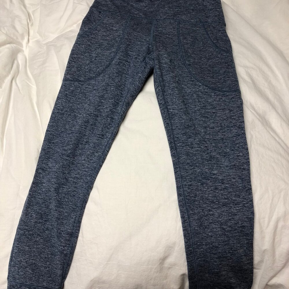 Zella Cropped Leggin Yoga Pant with Pockets - Heathered blue-gray - Size S
